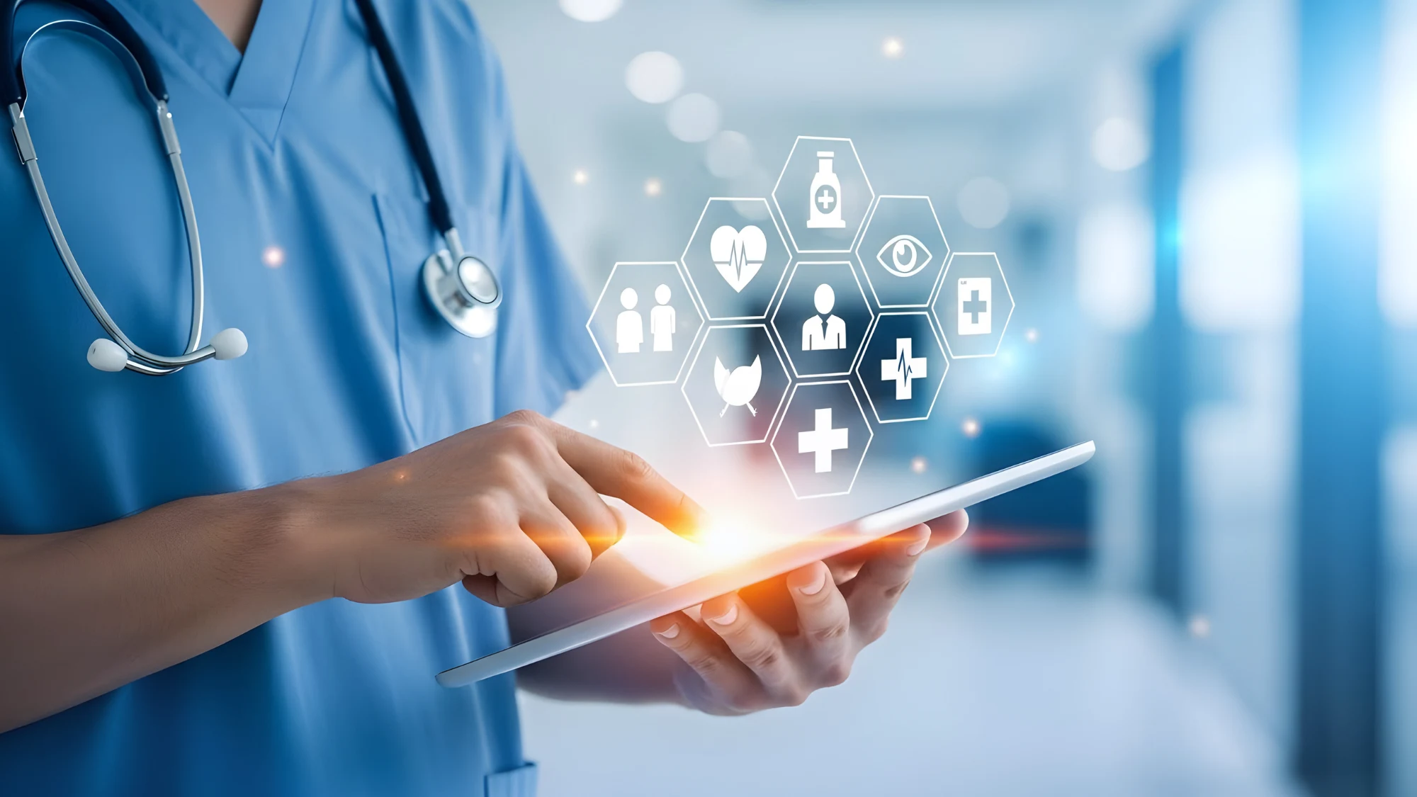 Doctors and nurses caring for patients in a medical facility